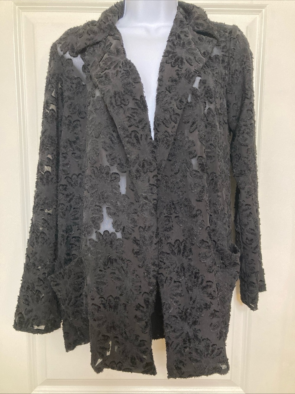 Black Sheer Floral Lace Zara Blazer Whimsigoth Dark Fairy Ren Faire Witchy Sz S